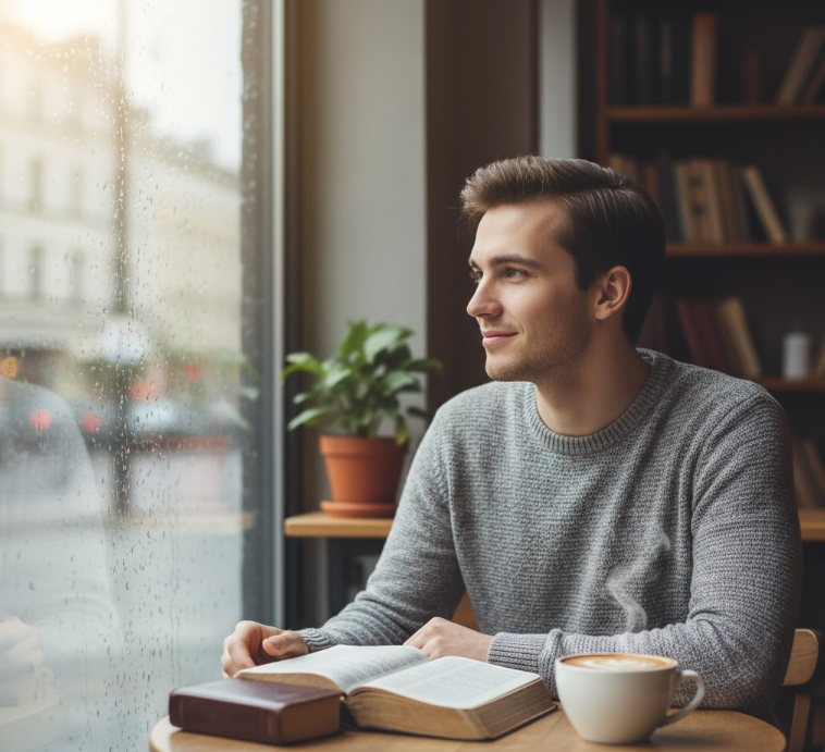 cristão lendo a Bíblia e encontrando paz em meio à pressão da vida